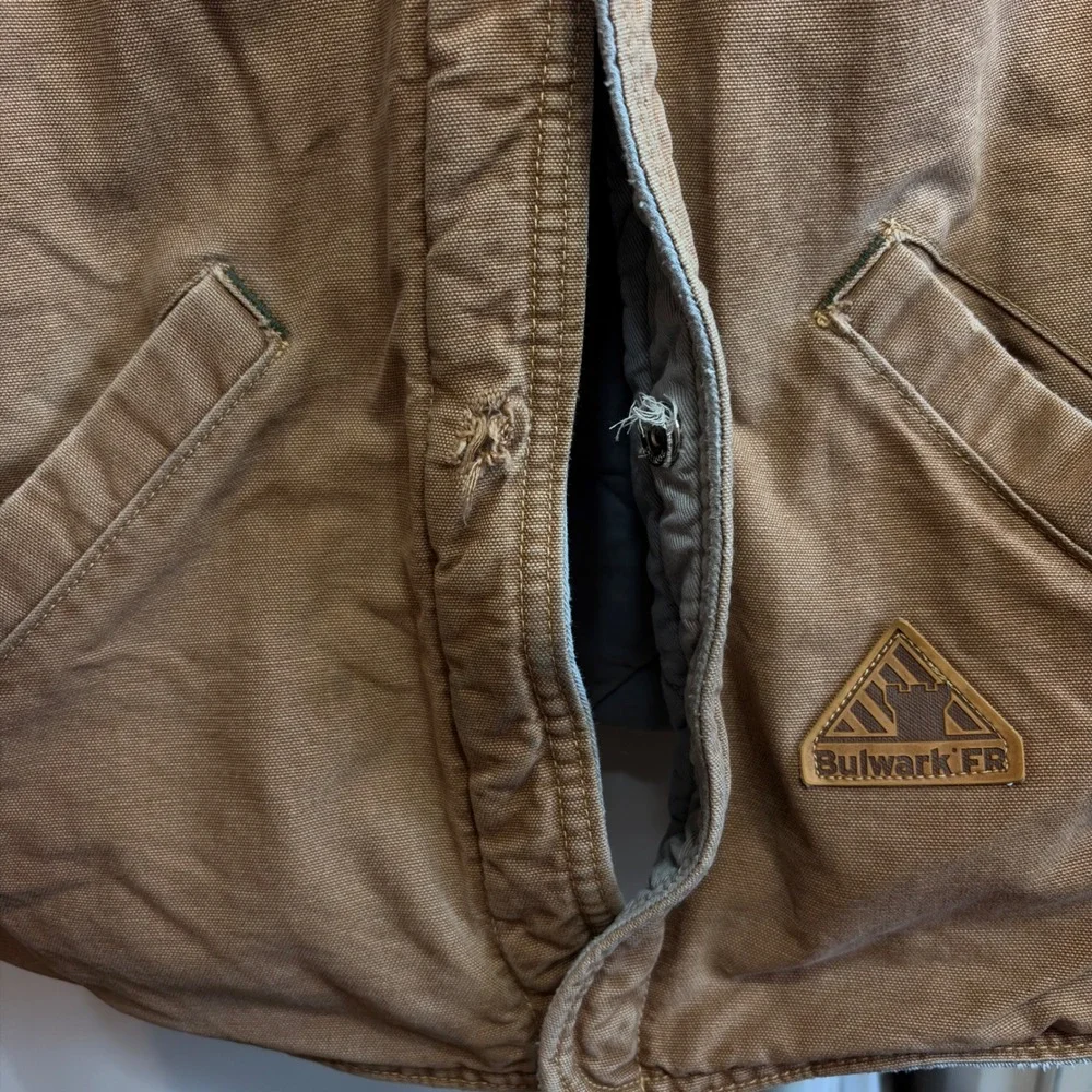 Bulwark FR Mens Flame Resistant Work Vest Brown Westex UltraSoft Distressed L